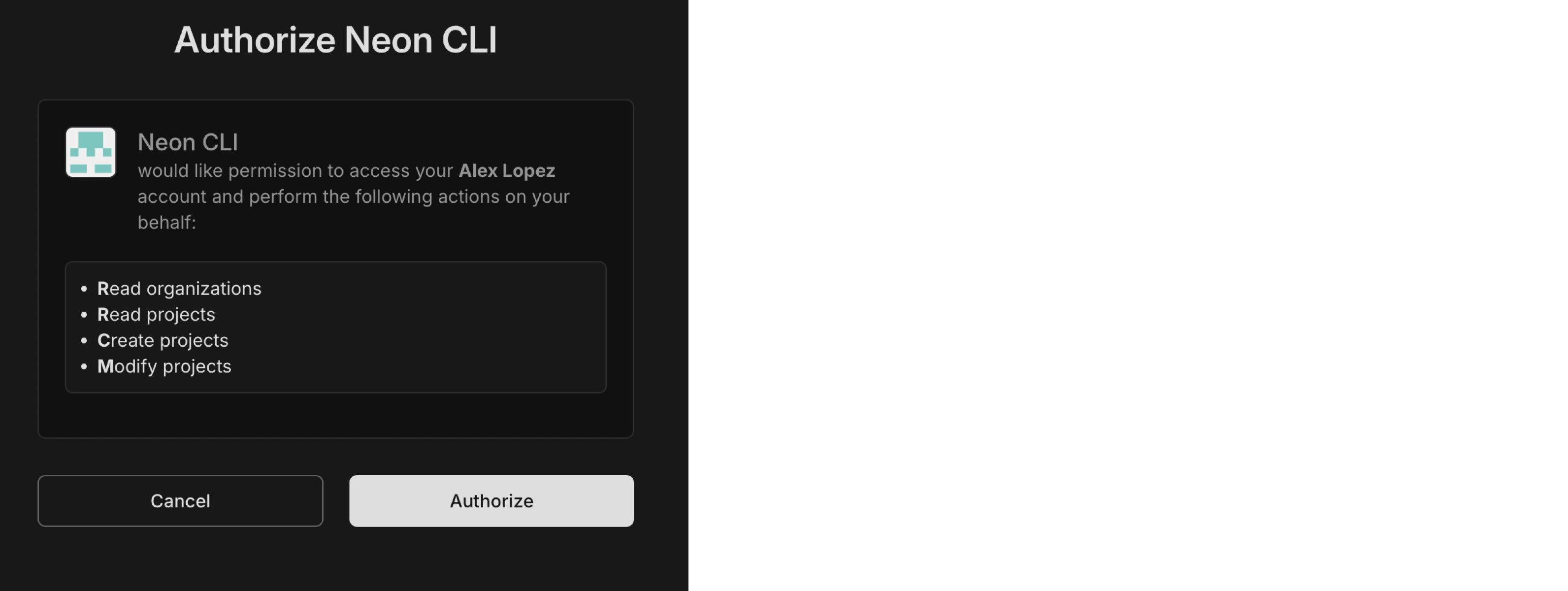 Neon OAuth authorization in browser